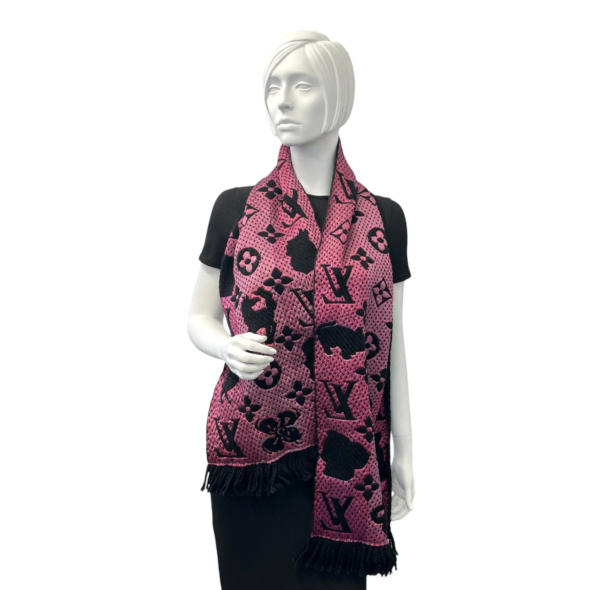 Women's Monogram Echarpe Mania Scarf Black