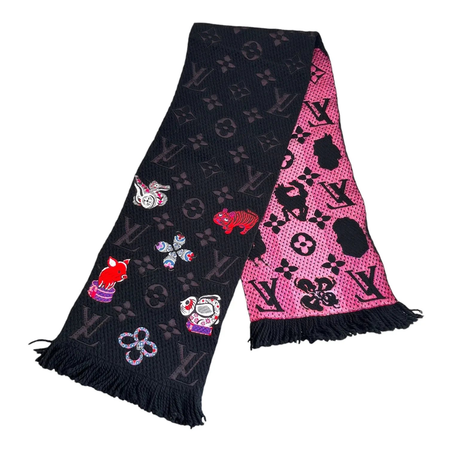 Women's Monogram Echarpe Mania Scarf Black