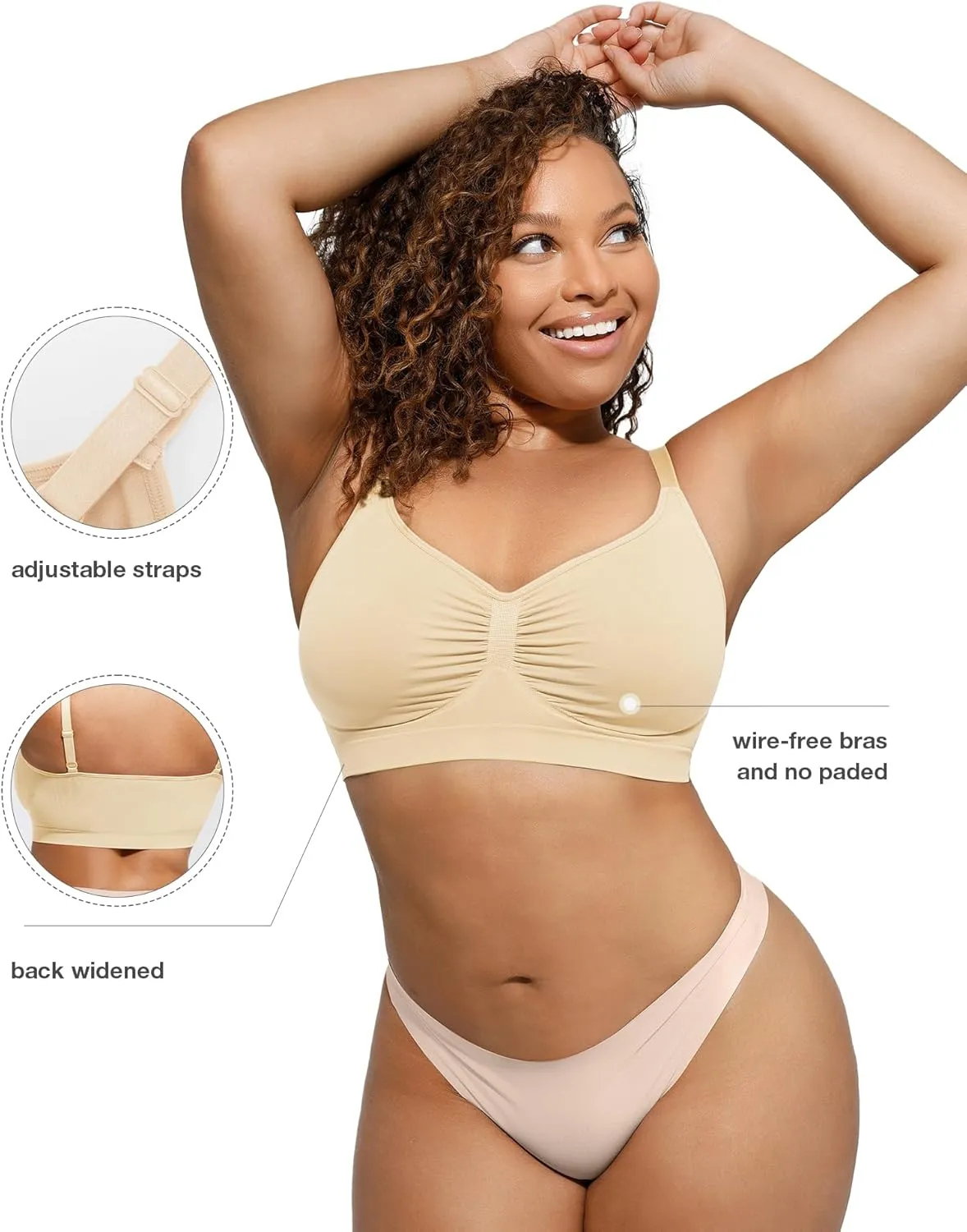 Women's Wireless Seamless Bras No Underwire Stretch Adjustable Bralettes Comfortable Soft Everyday Bra