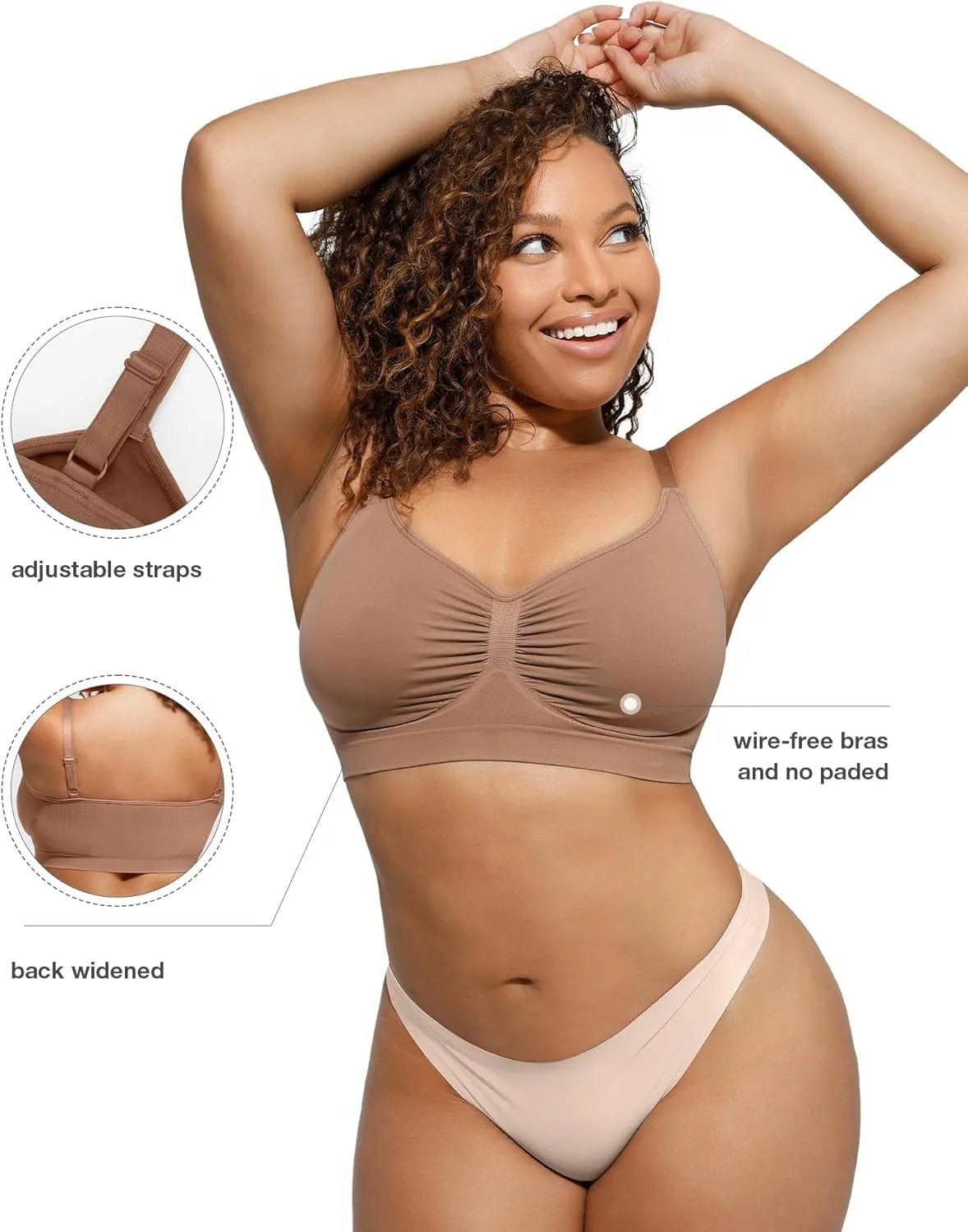 Women's Wireless Seamless Bras No Underwire Stretch Adjustable Bralettes Comfortable Soft Everyday Bra
