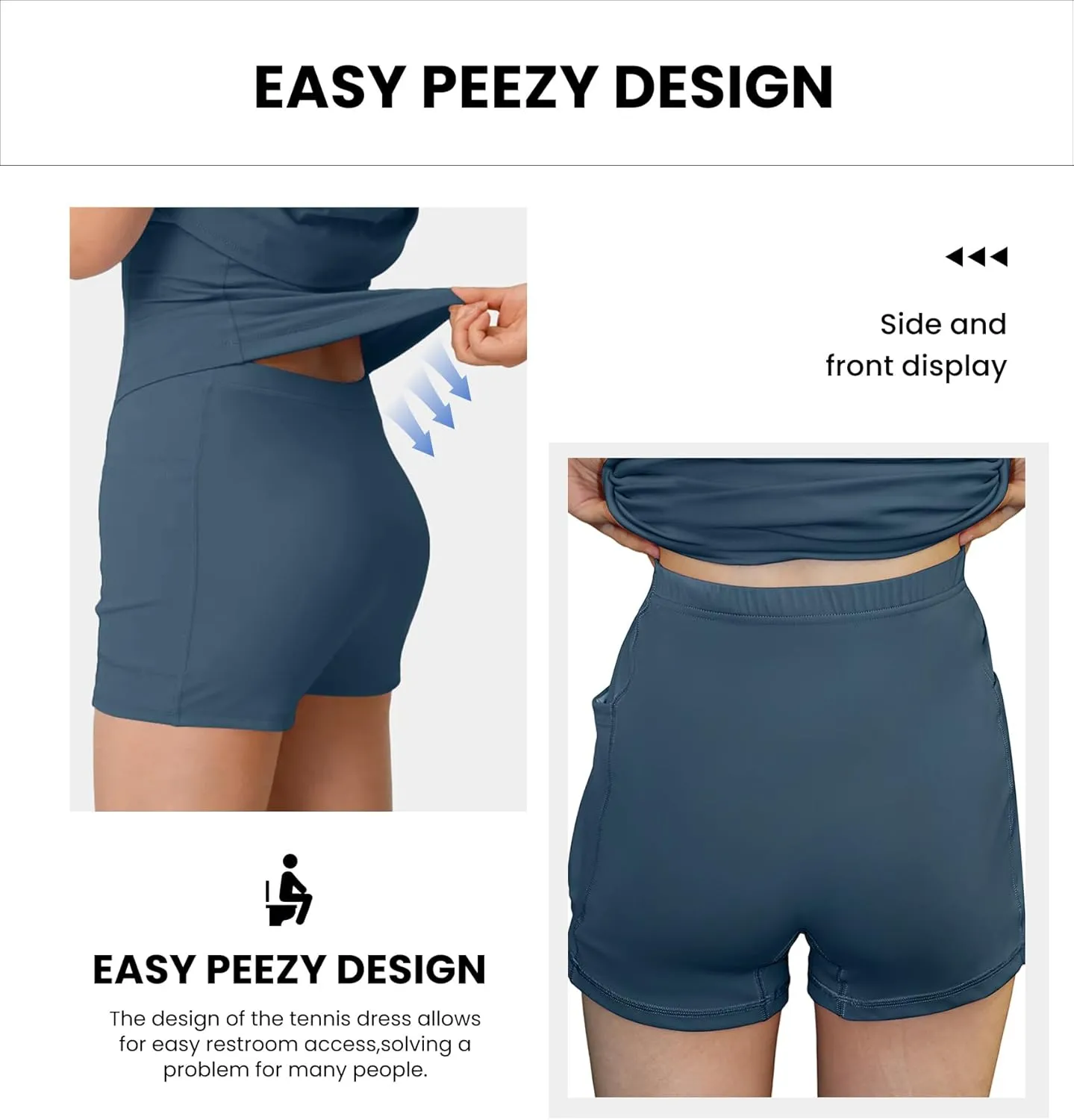 Womens Workout Tennis Dress with Built in Shorts and Bra Athletic Golf Activewear for Exercise