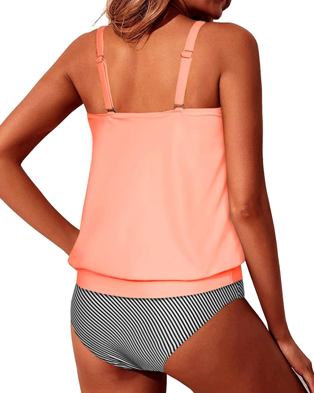 Yonique Two Piece Blouson Tankini Swimsuits for Women Modest Bathing Suits Loose Fit Swimwear