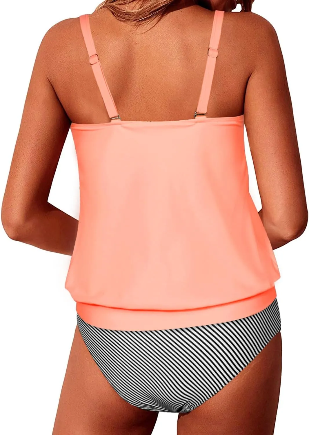 Yonique Two Piece Blouson Tankini Swimsuits for Women Modest Bathing Suits Loose Fit Swimwear